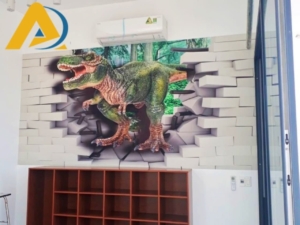 Tranh dán tường 3d hoạt hình khủng long