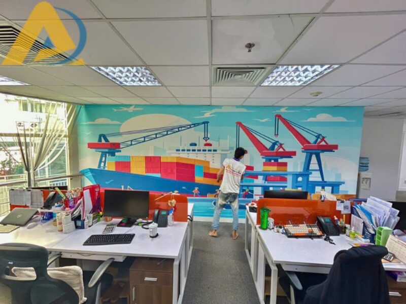 Tranh dán tường văn phòng hàng hải