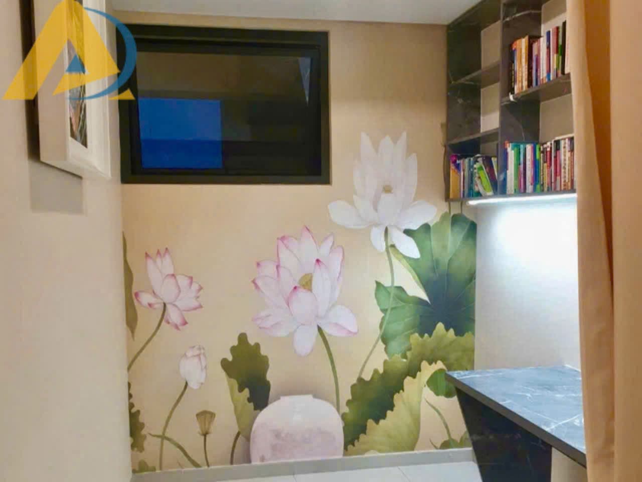 Tranh dán tường phòng làm việc hoa sen