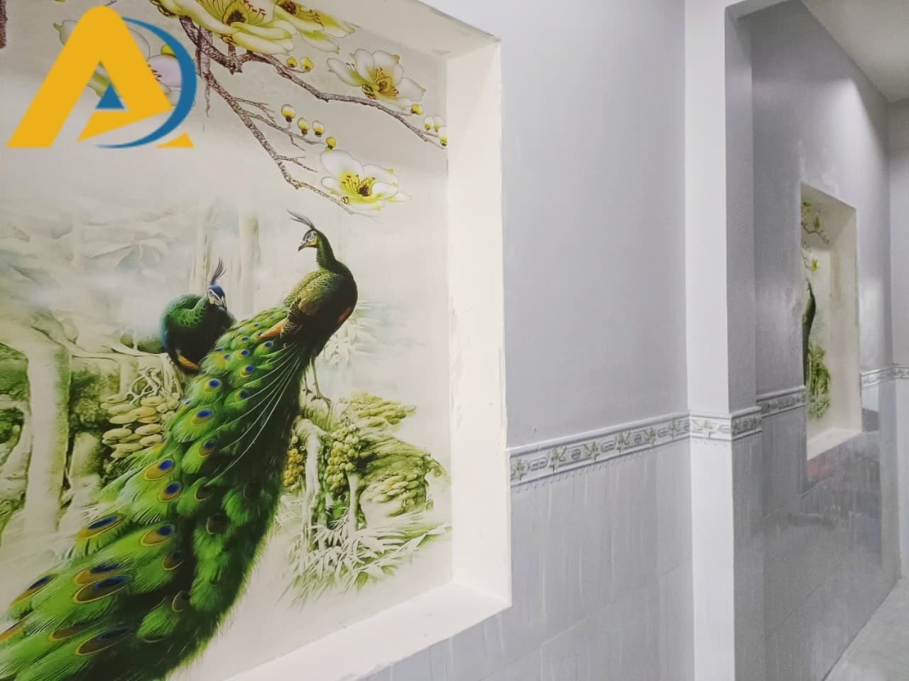 Tranh dán tường phong thuỷ chim công