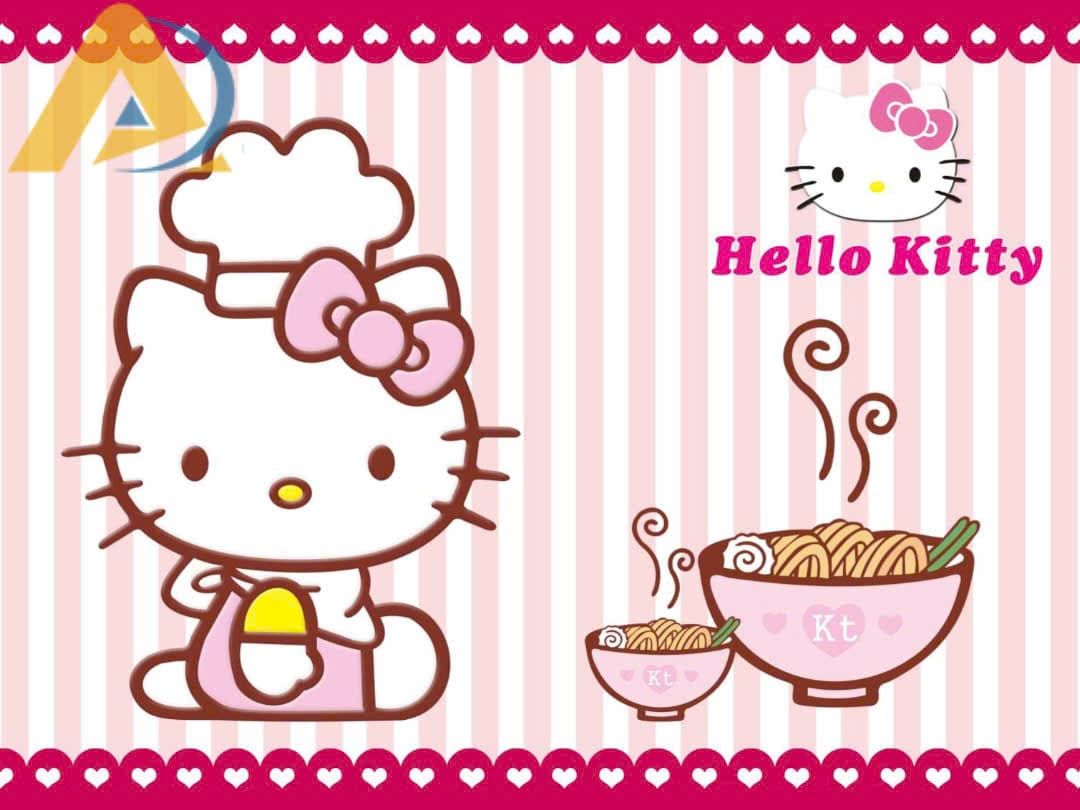 Tranh dán tường hello kitty đầu bếp