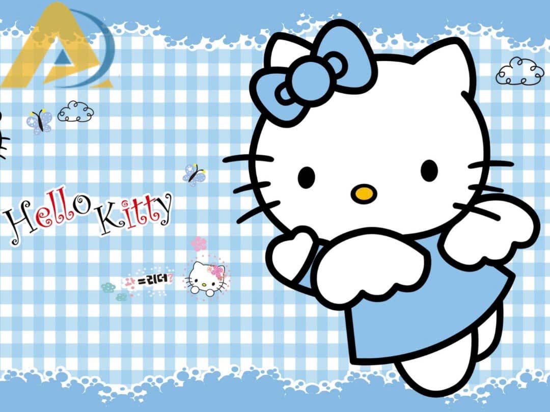 Tranh dán tường hello kitty màu xanh