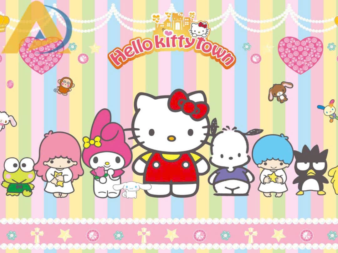 Tranh dán tường hello kitty town