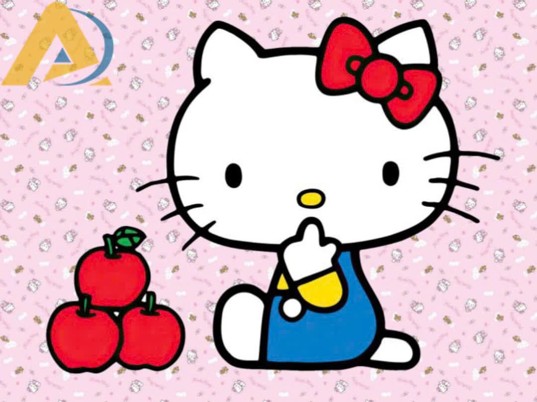 Tranh dán tường hello kitty trái táo
