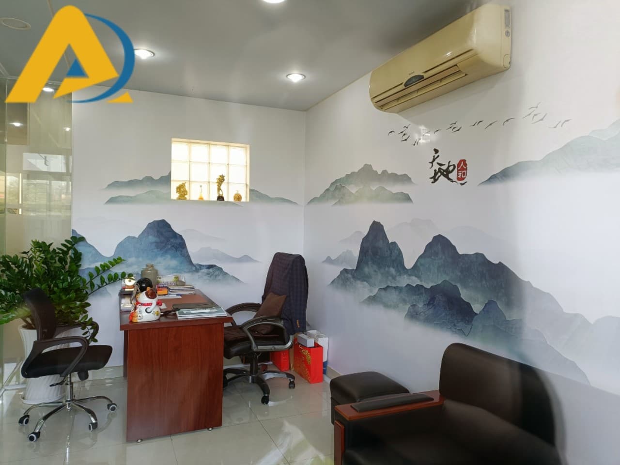 Tranh dán tường văn phòng kiểu indochine