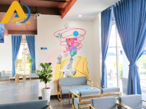 Mẫu tranh dán tường quán cafe nghệ thuật