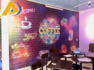 Mẫu tranh dán tường quán cafe hiệu ứng màu