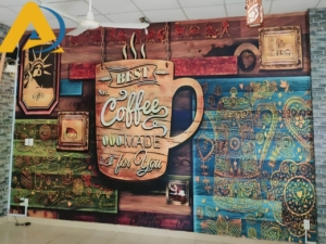 Mẫu tranh dán tường cho quán cafe nổi bật