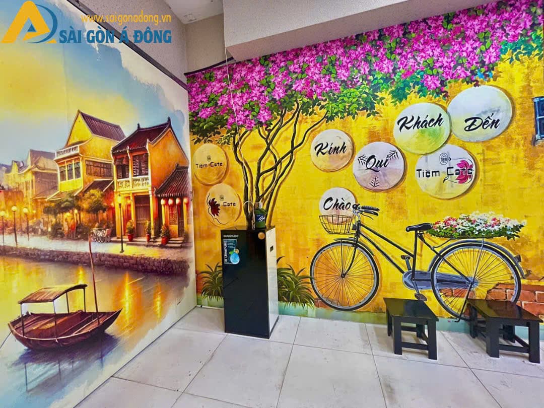 Tranh dán tường Hội An cho quán